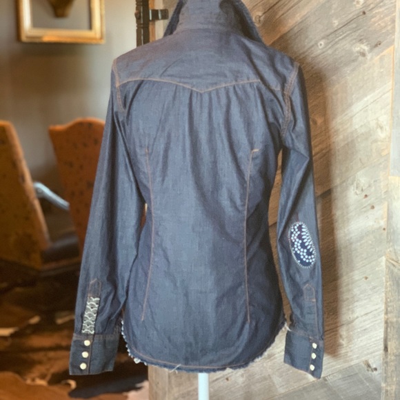 Lucky Brand Denim Western Pearl Snap Shirt Size S - Picture 4 of 9